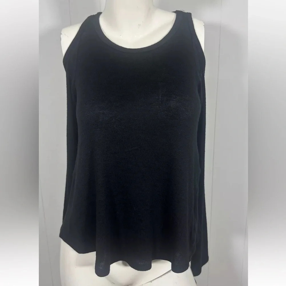 NWT Mossimo Long Sleeve Womens Black Pullover Open Shoulder Knit Shirt Sz XS